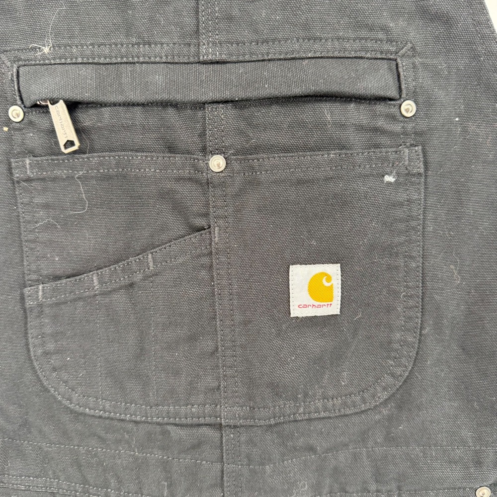 Carhartt Bib Overalls Womens L Tall Black Washed Duck Insulated 104049 Relaxed - Picture 3 of 9
